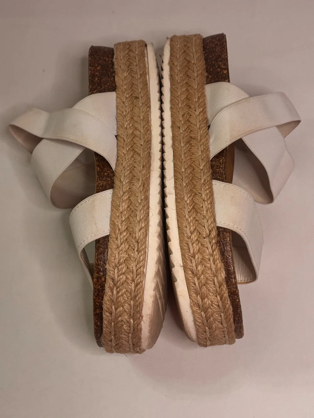 Kahulua -Kahulouis White Espadrille Platform Sandals Elastic Straps - Women's 7